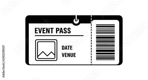 Event pass with barcode and details.