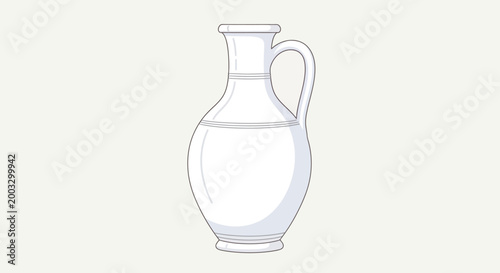 Minimalist white ceramic jug illustration with elegant handle