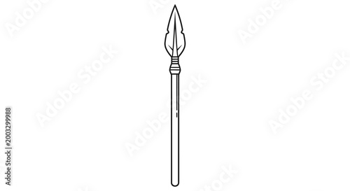 Simple black and white illustration of a spear with detailed tip