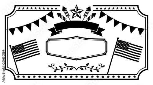 Festive vector graphic design celebrating american independence day with flags