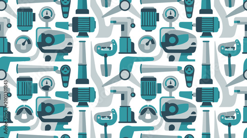 Seamless pattern of wind turbine components and industrial machinery elements
