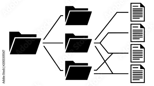 Hierarchical data structure represented by vector file folders and documents