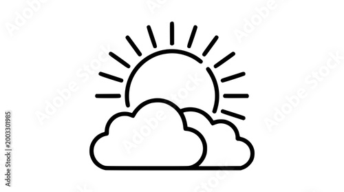 Simple black and white vector illustration of sunny weather