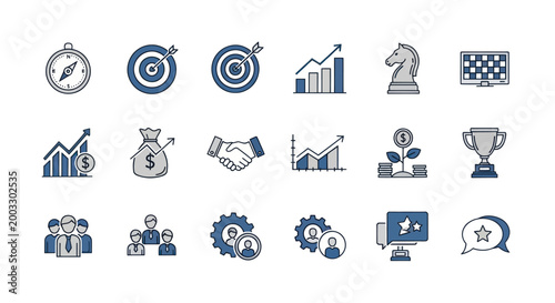 Business growth and success icons