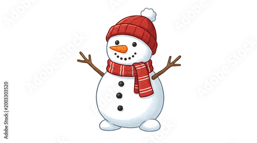 Charming 3d cartoon snowman isolated on transparent background for winter designs