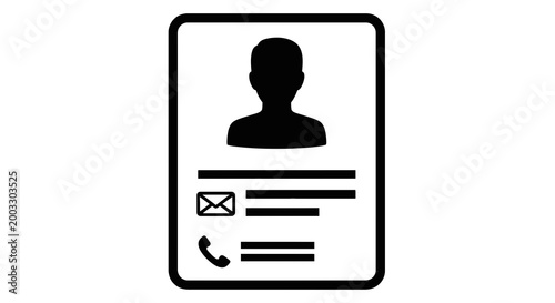 ID Card with Person Silhouette Icon.