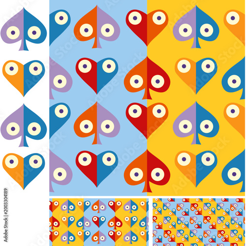 Pattern vettoriale astratto per stampa su tessuti e abbigliamento d'avanguardia contemporanea, vibrante in stile modernista contemporaneo, arredo e design d'interni, modulare Editabile, no background