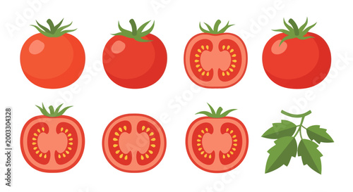Fresh red tomatoes whole and sliced