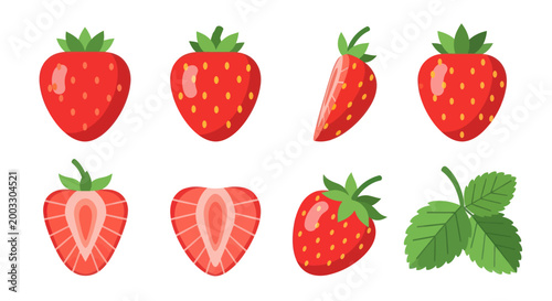 Fresh strawberry vector illustrations