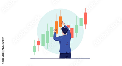Konstfotografi Businessman Analyzing Stock Market Candlestick Chart