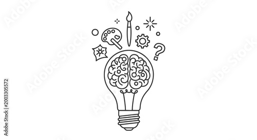 Light Bulb with Brain Inside.