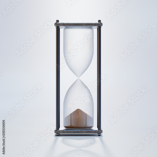 Minimal Hourglass with Sand on White Background – Time Concept