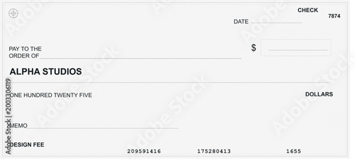 Blank check on wooden desk with pen and calculator Vector