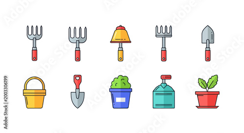 Garden tools set isolated on white