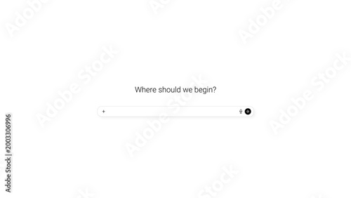 Modern AI chatbot interface with simple prompt input field and voice interaction icons. Minimal user interface design illustrating generative AI, conversational systems, and prompt-based interaction. 