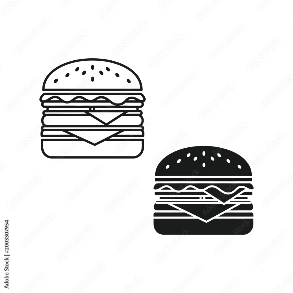 Fototapeta premium Minimalist hamburger burger icons set