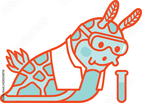 Sea slug scientist mascot with goggles in flat vector art