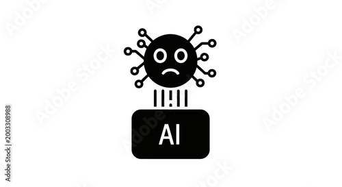Sad robot face with circuit board.