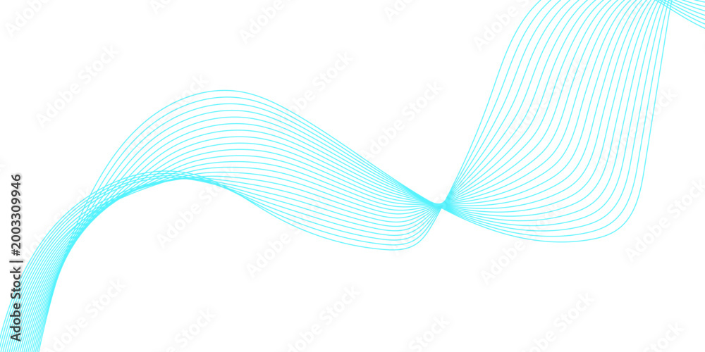 Fototapeta premium An elegant abstract background design featuring gradient colored line art in a wave pattern. Wavy digital future technology curve ocean lines on transparent background. Simple Abstract flowing wave.