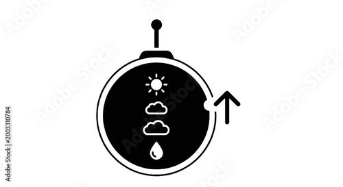 Weather forecast dial with icons.