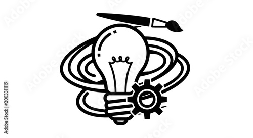 Light Bulb with Gear and Brush.