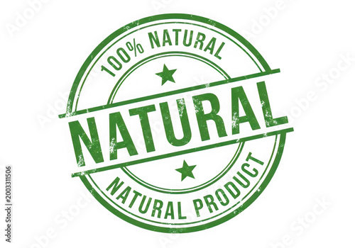 Natural organic product stamp with green leaves