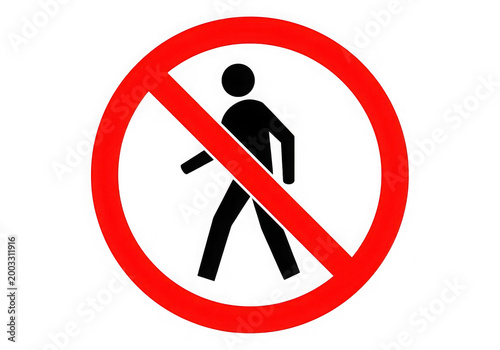 Prohibited person walking sign with red circle