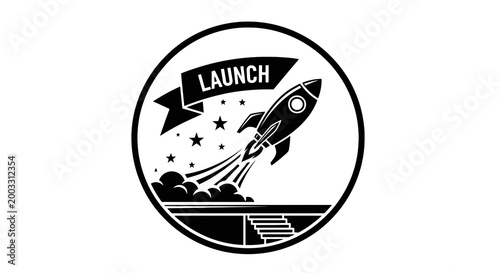 Rocket Ship Launching Into Space.