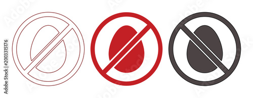 Set of 3 No Egg Allergen Icons Vector