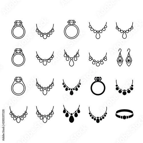 Black and white jewelry sketch collection