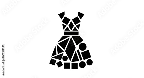 Abstract Geometric Dress Icon - Modern Fashion Design Symbol