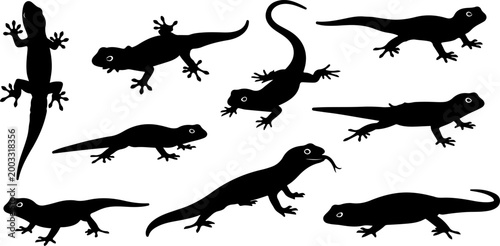 Lizard and Gecko Silhouette Bundle – Reptile Wildlife Collection Vector Set