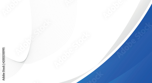 A clean and modern abstract background featuring elegant blue curves and thin flowing lines on a white base, perfect for professional business presentations and digital marketing.