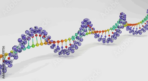 Colorful DNA double helix structure model.