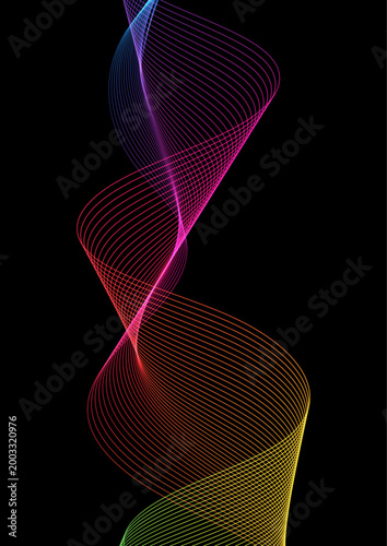 Modern Neon Wave Lines Abstract Technology Background	
