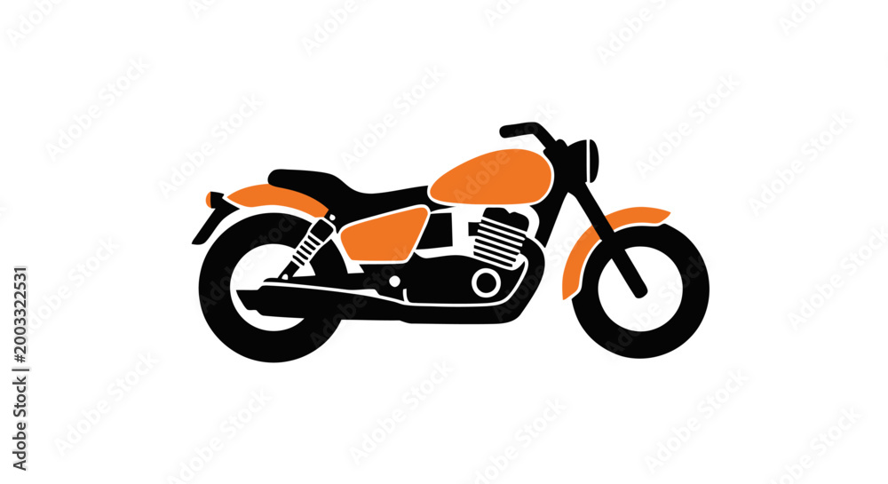 Obraz premium Motorcycle Icon Vector Illustration. Flat Design Motorbike Graphic.