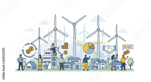 Wind Energy Investment and Sustainable Green Power Concept