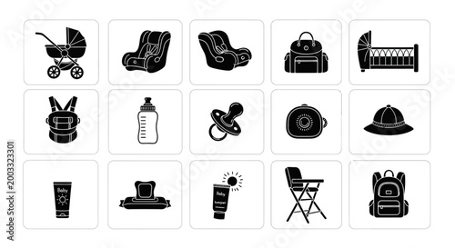 Set of Baby Care and Parenting Icons
