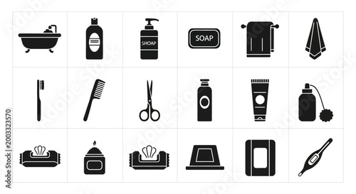 Set of Bathroom and Personal Hygiene Icons
