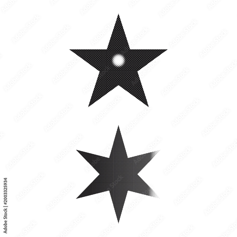 Obraz premium Black Star Shapes with Halftone Pattern