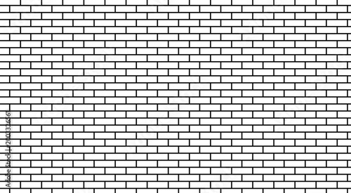 Simple brick wall in black and white blocks of two rectangular sizes Plain. clean white fill color with black outline shapes Vector illustration