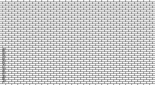 Brick wall seamless of brick laying pattern flat art style. Simple brick wall in black and white blocks of two rectangular sizes Plain.