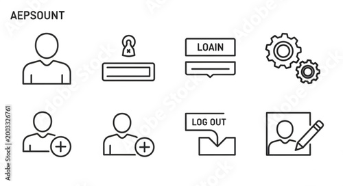 Collection of user interface icons for login and account management.