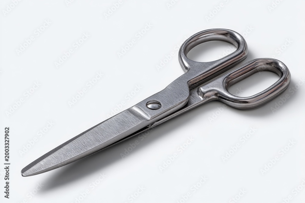 Obraz premium Precision Cuts - Scissors Open Wide on White Background for Commercial Projects.