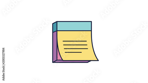 Yellow sticky note paper for reminders or messages isolated on a plain white background for office and school supplies.