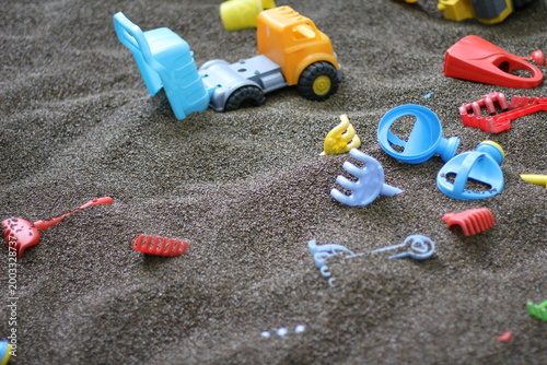 Toys in a children's sandbox