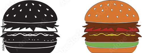 Burger vector icon illustration 