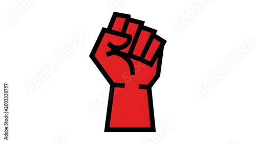 Red Raised Fist Vector Illustration Representing Power Solidarity Protest and Social Justice Movement