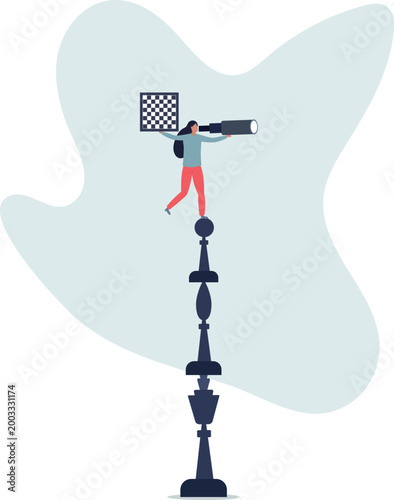 Success strategy, plan ahead to win business competition, leadership vision or looking for opportunity, competitor analysis concept.person's life situation and his activities.