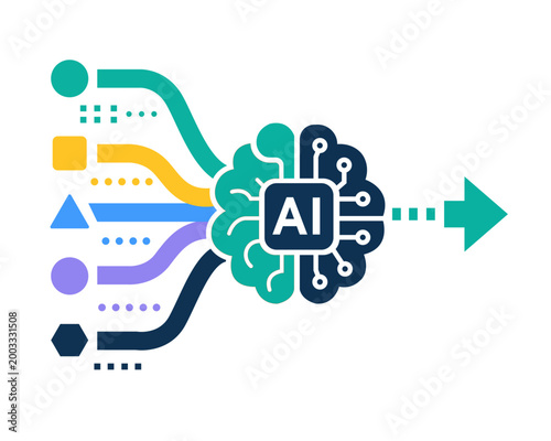 AI Data Processing Flow Illustration